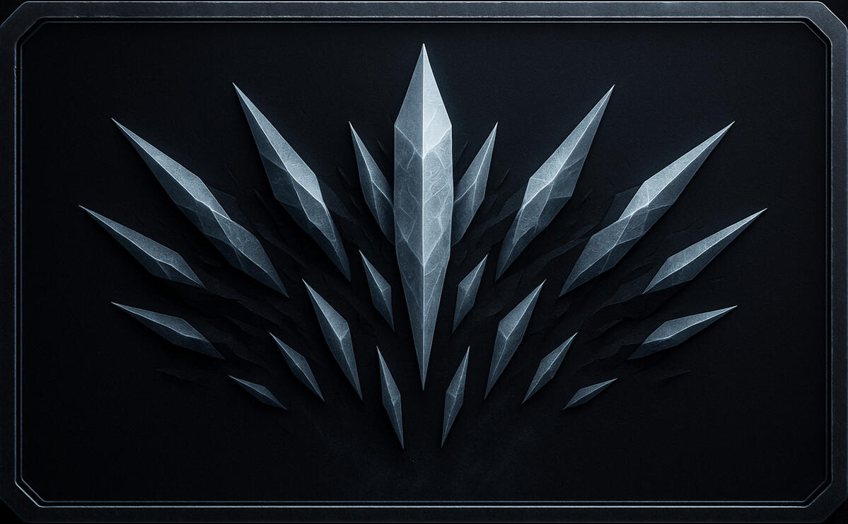 Shard Crown Radiant crown of crystalline blades, frozen steel rising in formation.