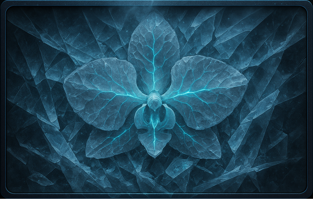 Fractal Bloom Crystalline orchid fracturing into symmetry, frozen geometry born of living ice.
