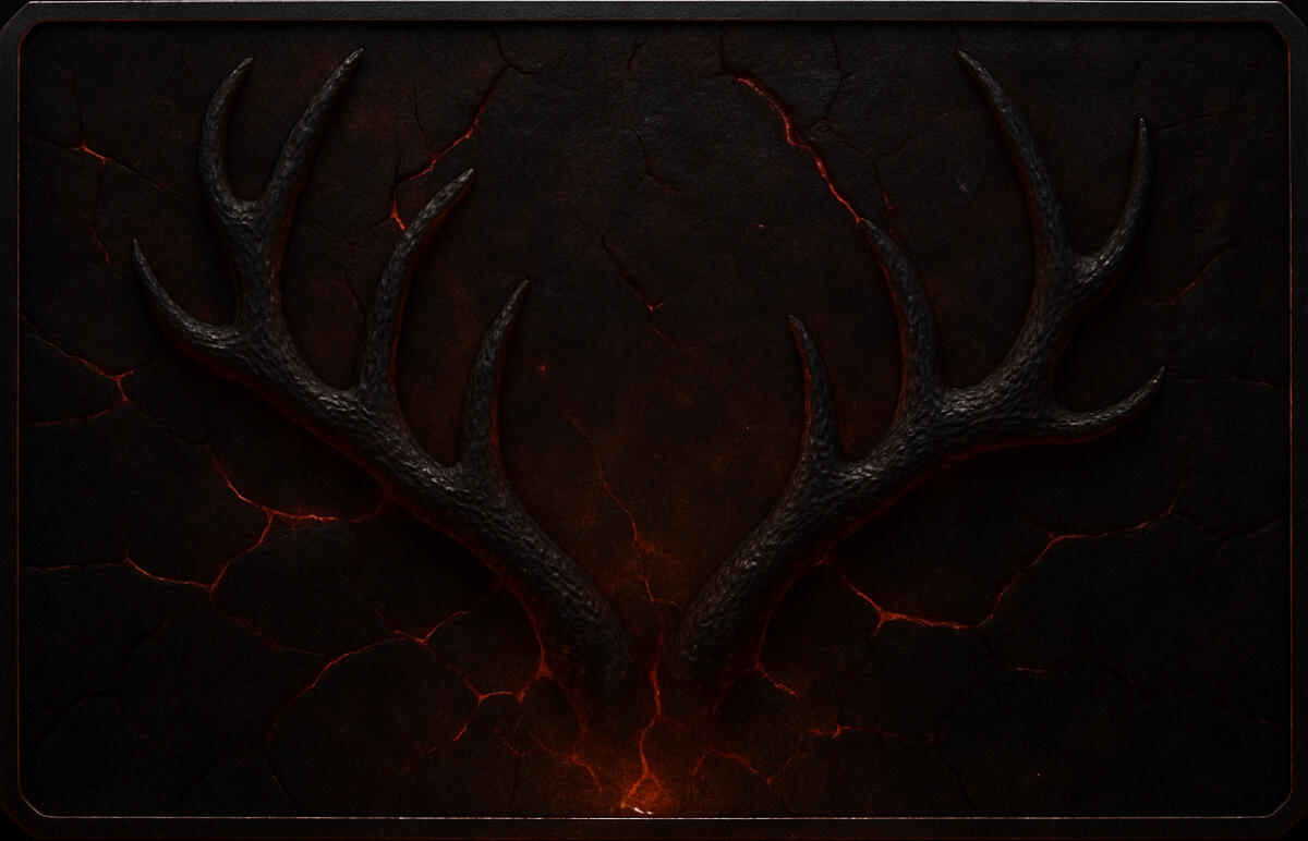 Antlered Rift Antler-like magma roots splitting dark stone, nature’s dominion sculpted by fire.