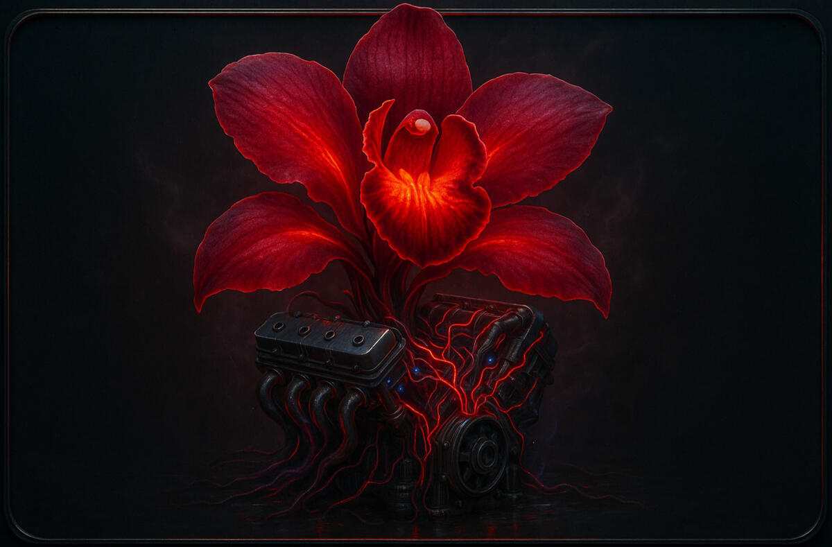 Crimson Bloom Crimson Bloom — red flower blooming through darkness; symbol of danger and beauty as one