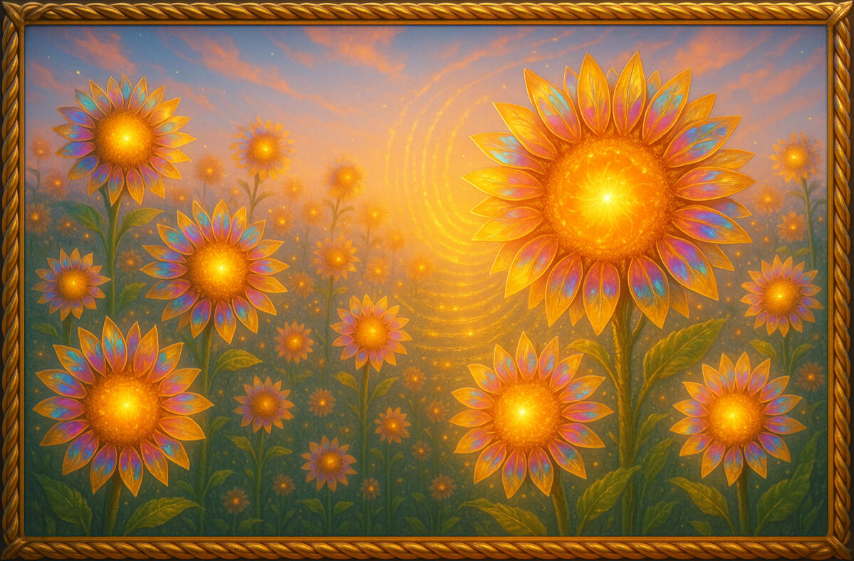 Solar Bloom Petals of radiant gold flare like miniature suns, forming a living coronet of daylight and renewal.