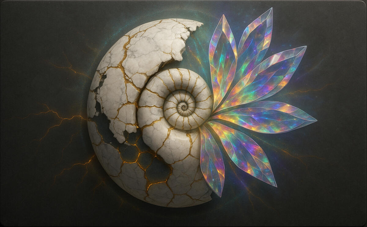 Fractured Bloom Fractured Bloom — crystalline petals spreading from a cracked core; visual metaphor for elegance through rupture.