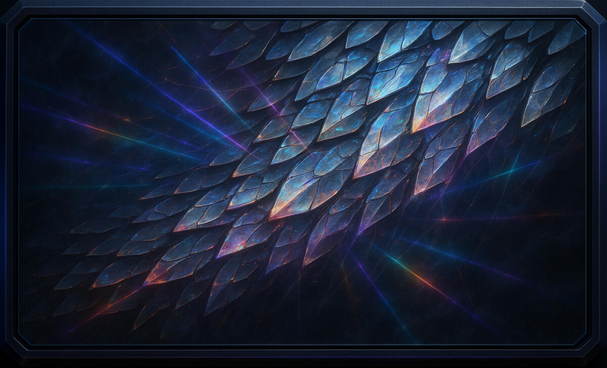 Prism Scales Prism Scales — dragonhide refracting spectral light through layered glass geometry.