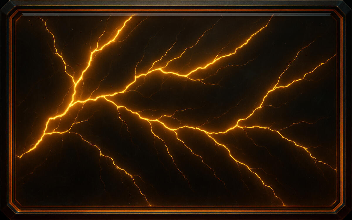 Thunder Veins Thunder Veins — golden lightning fracturing dark canvas; raw voltage carved as living structure.