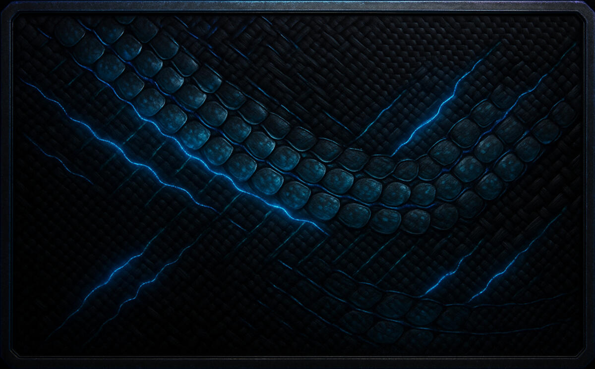 Serpent Coil Blue-black scales alive with inner current, serpent form hidden beneath light.